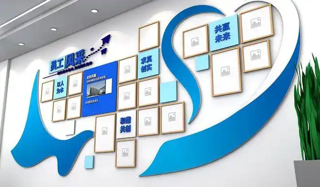 企业文化墙照片墙员工风采3d标语形象墙