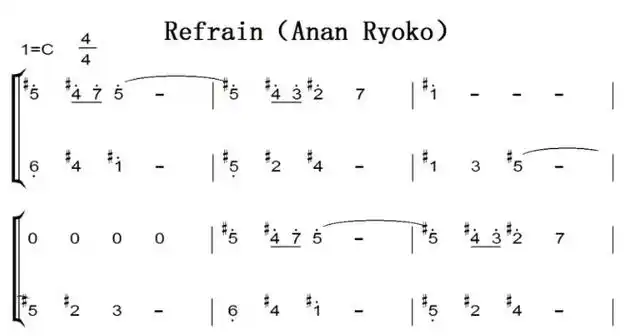 refrain有试听原版好听钢琴谱钢琴双手简谱简五谱