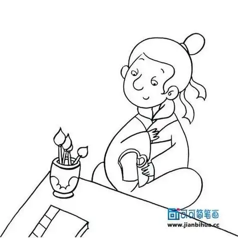 坐着的书童侧面简笔画图片大全内容有古代书童读书的简笔画小书童简