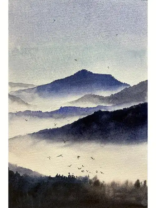 晕染水彩最基础的技法之一