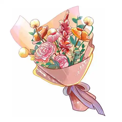 一束鲜花手绘插画7416403图片免抠素材