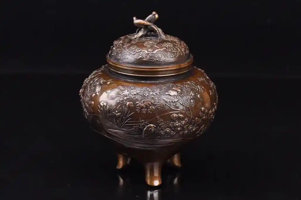 日本国宝级金工大师日展工艺名家村田宏作失蜡法花鸟 - 抖音