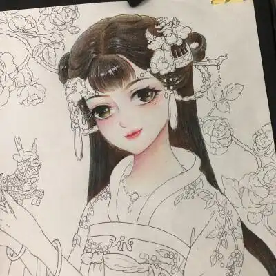 彩铅漫画古风人物