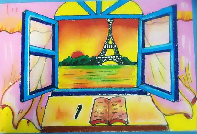 少儿创意美术窗外的风景好漂亮的作品