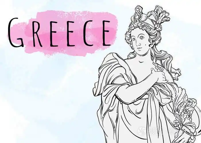 插画 美丽的希腊女神.古希腊神话中的女主角.