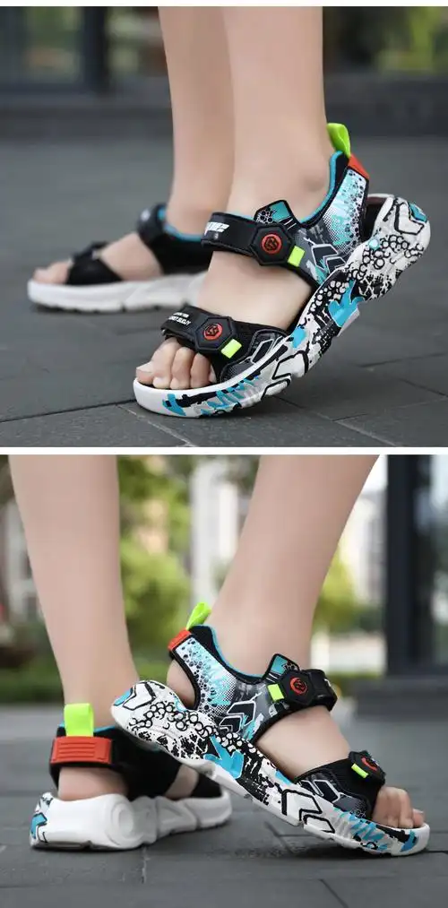 七波辉男童凉鞋2022新款夏季韩版潮儿童凉鞋中大童小学生沙滩凉鞋