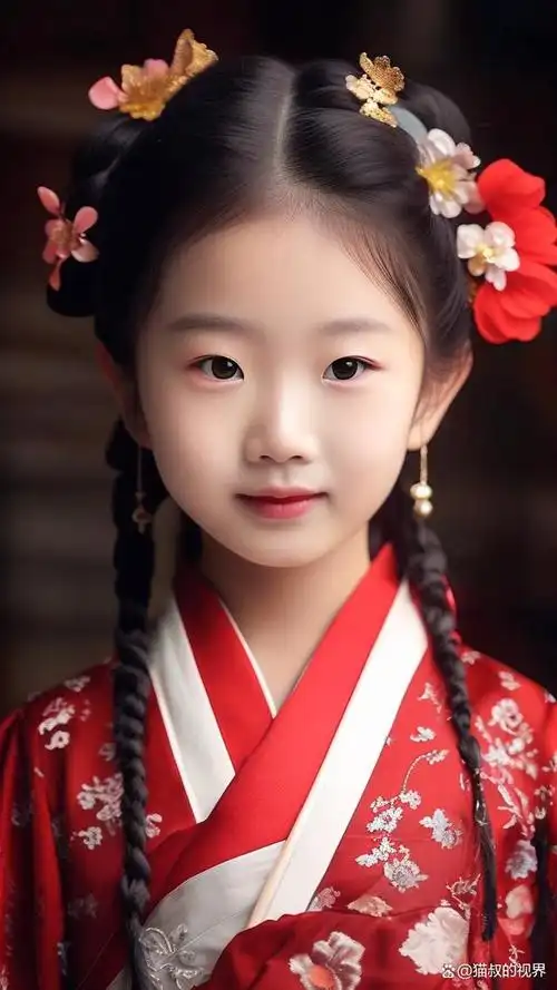 给10岁小女孩扎汉服发型,可以参考以下几种传统与现代结合的简单易学