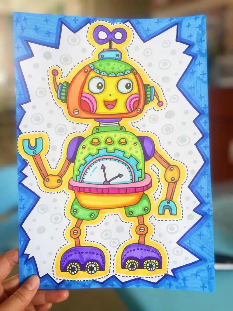 4-6岁创意美术儿童画机器人0615