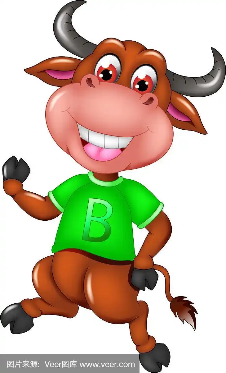 有趣的棕色水牛卡通