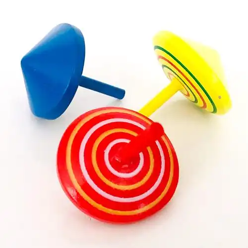 木质陀螺玩具5个手动旋转幼儿园教具男女女孩子陀螺