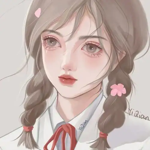 手绘头像  #双麻花辫