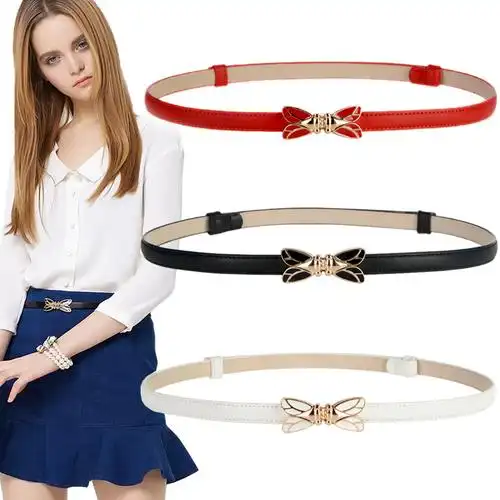 细腰带女士装饰黑色韩版百搭配连衣裙子真皮小皮带优雅时尚腰链女