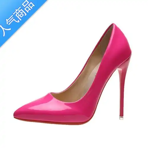 suntek3545码欧美水果色12cm高跟鞋超细跟女鞋浅口尖头漆皮单鞋大码ol