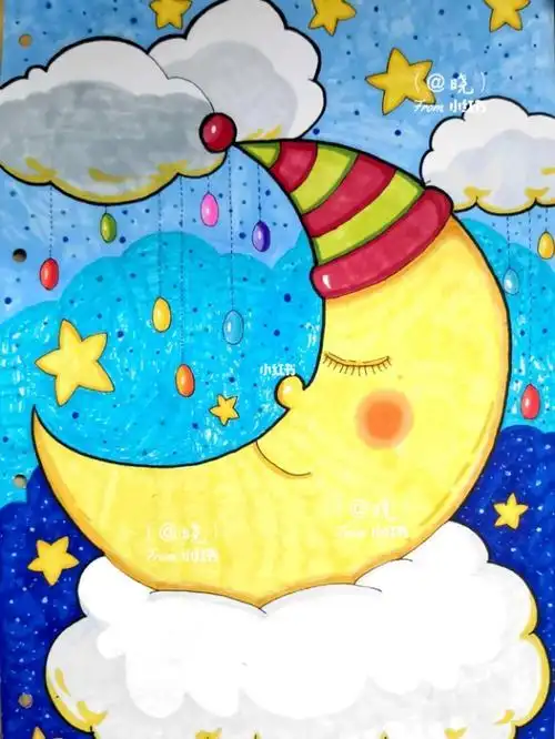 简笔画星空马克笔画星空