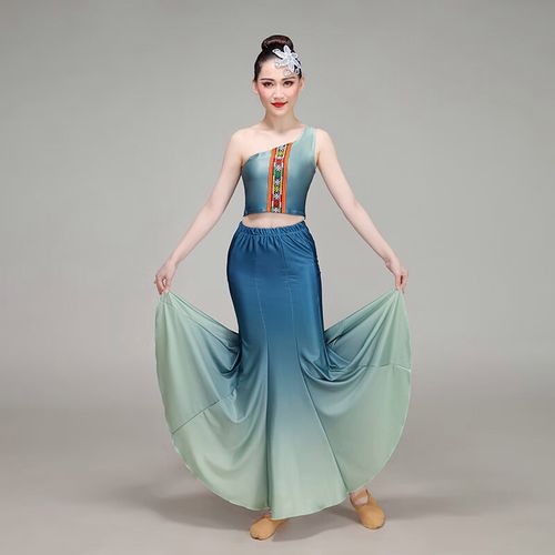 荣西图(rongxitu)傣族舞蹈演出服练功服表演服女民族傣族孔雀舞鱼尾