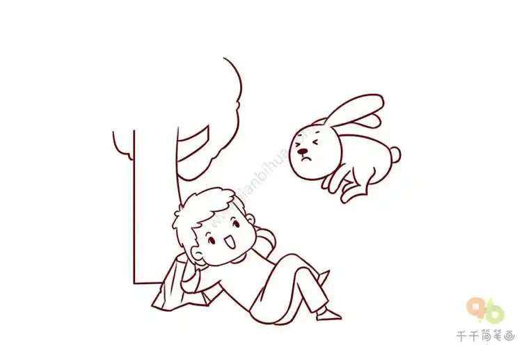 成语大全守株待兔简笔画