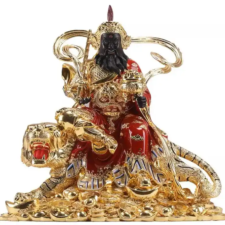 纯铜彩绘鎏金五路财神赵公明赵元帅骑虎像. 相见即是佛缘,愿大 - 抖音