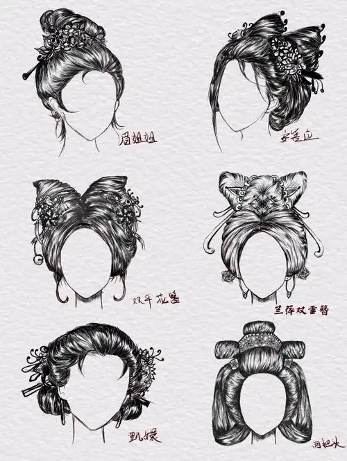 一起加油#绘画  #procreate  #绘画素材  #线稿  #古风发型  #画画