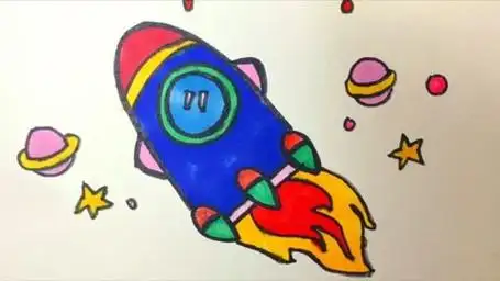 儿童早教益智启蒙绘画,教你画火箭升空,小朋友一看就会