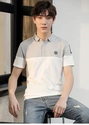 短袖t恤男2020夏季新款纯棉男装衫夏新品男士短袖白色衫小翻领恤男