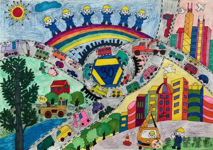 未来交通想象儿童画