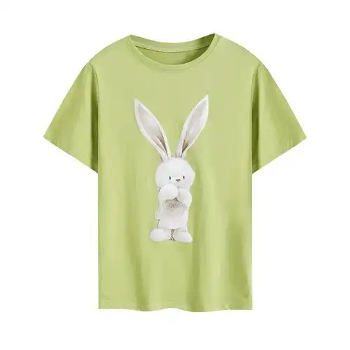 2019新款夏季韩版卡通小白兔短袖t恤女宽松可爱休闲体恤上衣