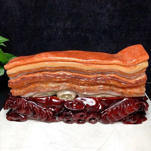 奇石天然原石摆件猪肉石精品红烧肉石 尺寸50*9*23cm重36.5斤