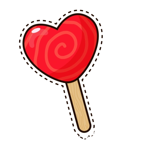 卡通心形棒棒糖矢量爱心装饰图案