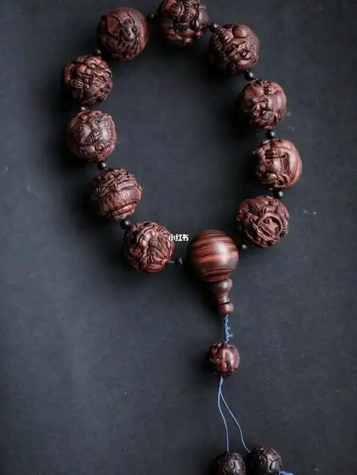 【龙生九子】海南花梨油梨 湘工顶级匠心之作,纯手工雕刻,搭配平安扣