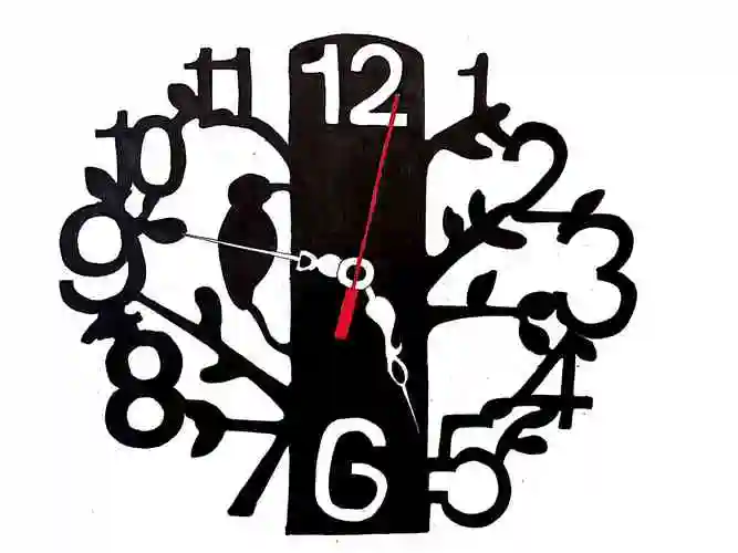 手绘创意黑红时钟插画平面风