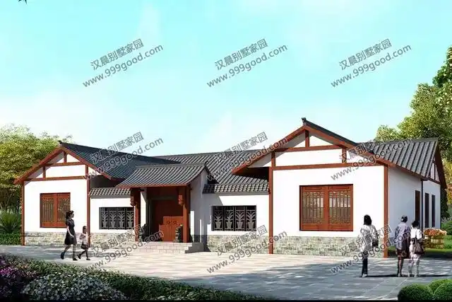 最美中式一层别墅图纸宅基地230㎡左右就可搞定