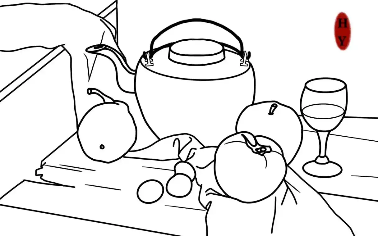 创作灵感 【静物组合】线描23/100#线描画 #手机涂鸦 - 抖音