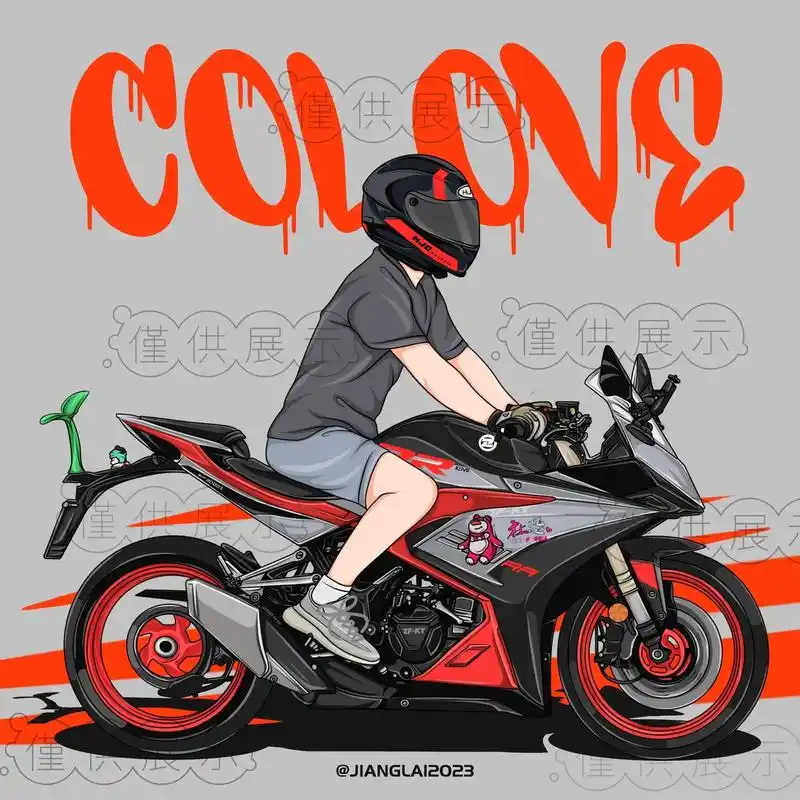 帅气机车骑士7815手绘摩托车插画头像壁纸.#手绘 #procr - 抖音