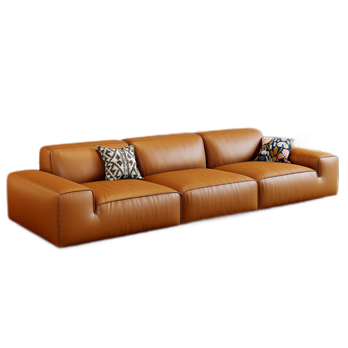 策一头层牛皮沙发全真皮客厅现代简约佛山家具品牌前十大黑牛暮光橙