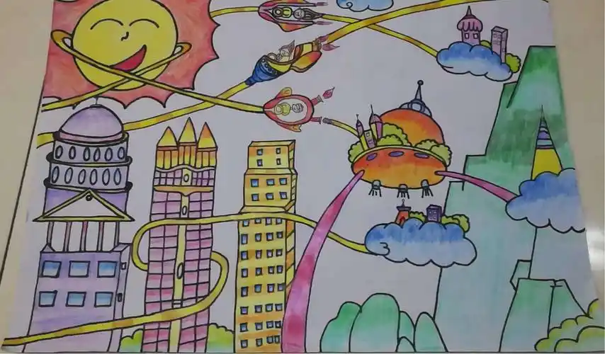 安店小学美术小组特组织同学们绘制参与了本次科技创新绘画大赛