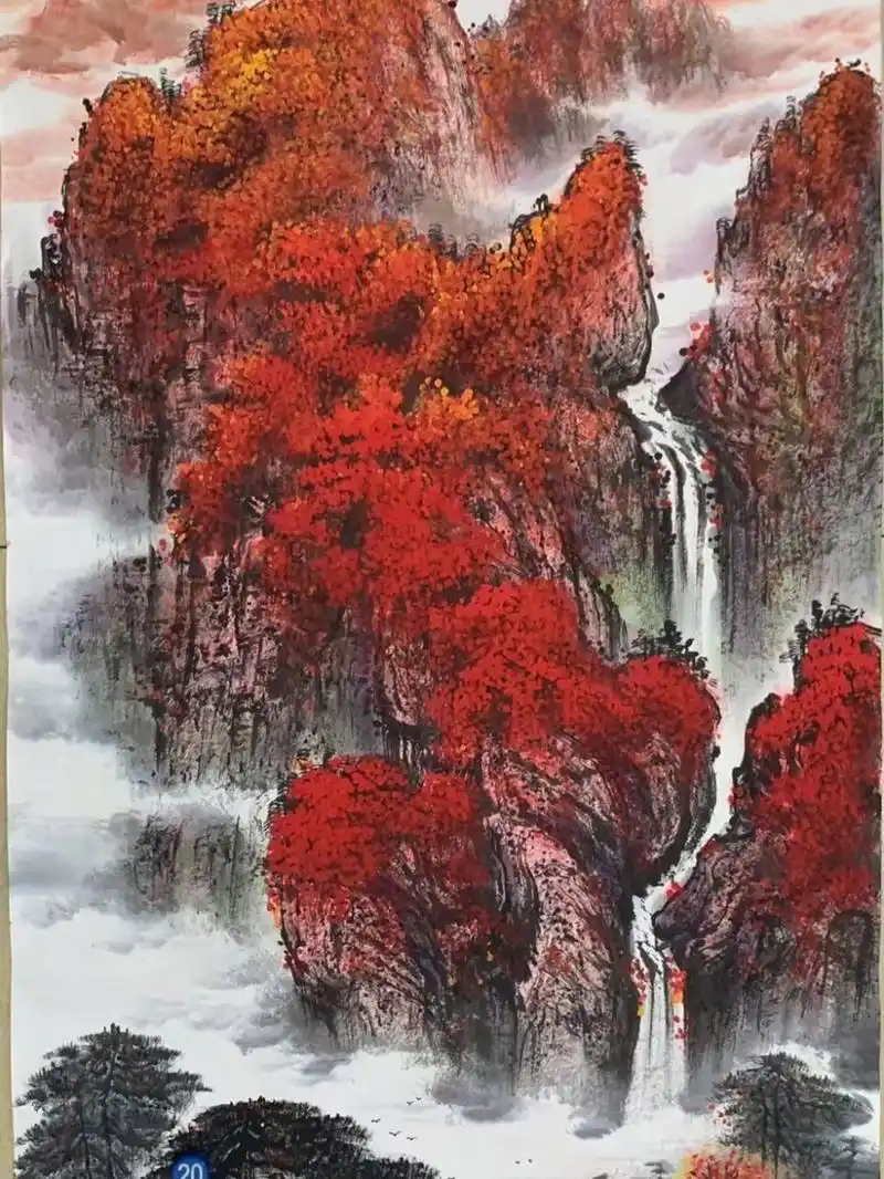 国画,鸿运当头 纯手绘国画,油画批发. 画心1.38*68左右,精品山水