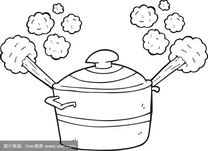黑白卡通蒸煮锅