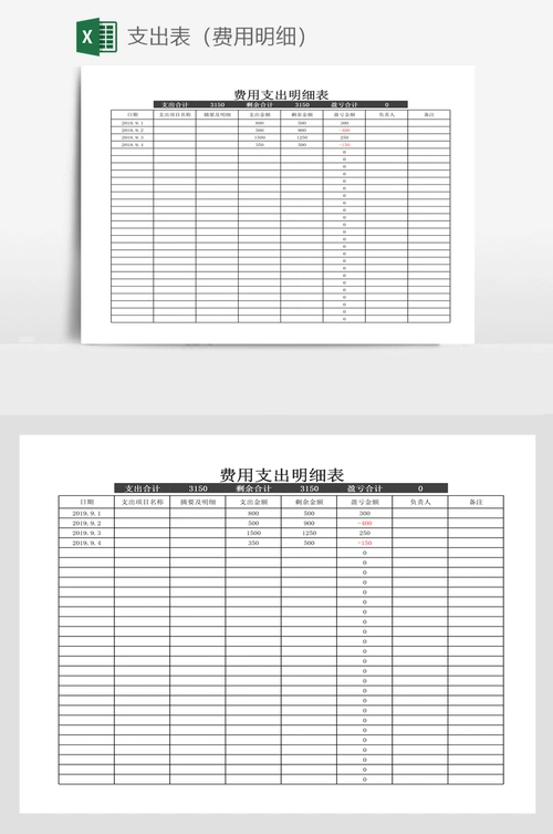 支出表(费用明细)