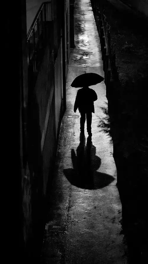 倒影,黑色,伤感,另类,手机壁纸,锁屏壁纸雨夜漫步 手机锁屏壁纸