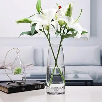 加厚透明百合玫瑰插花花器客厅卧室餐桌工艺摆件 1026a加厚底泡花瓶