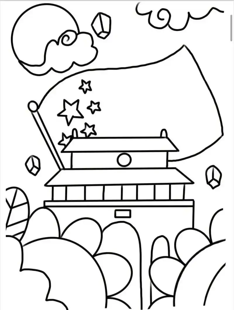 大中国主题涂色简笔画