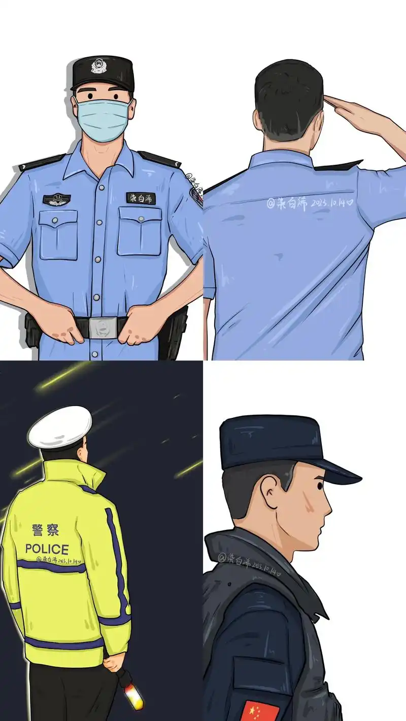 开始画画啦 #警察 #交警 #头像 - 抖音