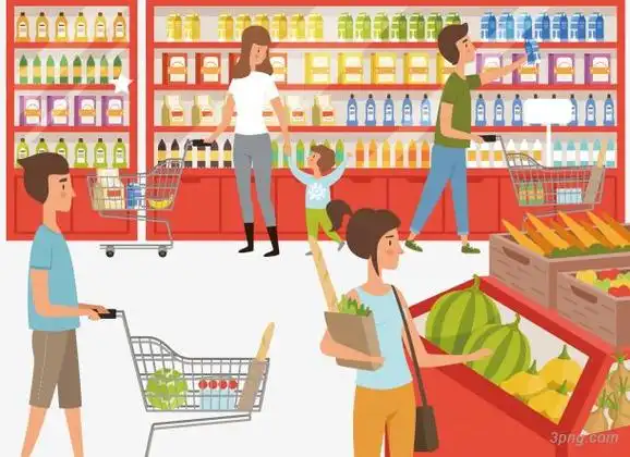 超市购物插画png素材透明免抠图片其他元素