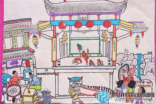 小报上可以看到孩子们在寒假期间做了很多有意义的事情,看花灯,逛庙会