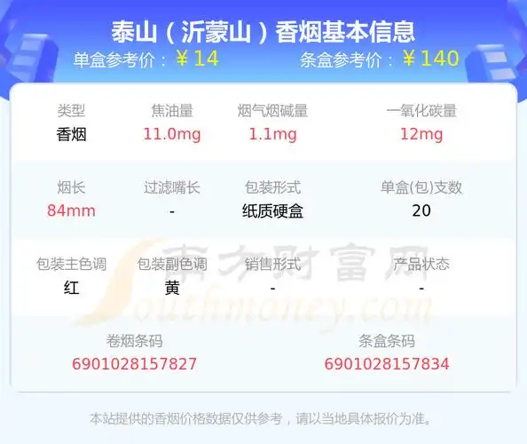 泰山沂蒙山香烟价格2023一条多少钱