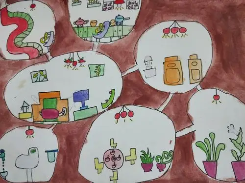 下午班小学段绘画主题《蚯蚓的房间》