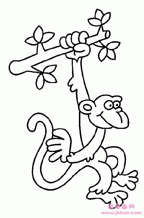 吊在树上的猴子简笔画