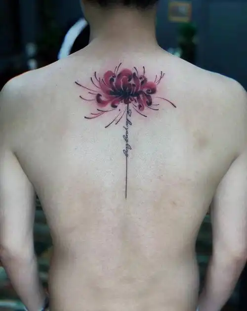 彼岸花纹身纹身图片_背部新传统纹身图案