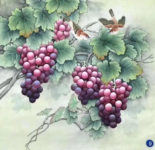 安徽省美协李晓明极品工笔葡萄68×68cm!100%纯手绘宣纸画心!