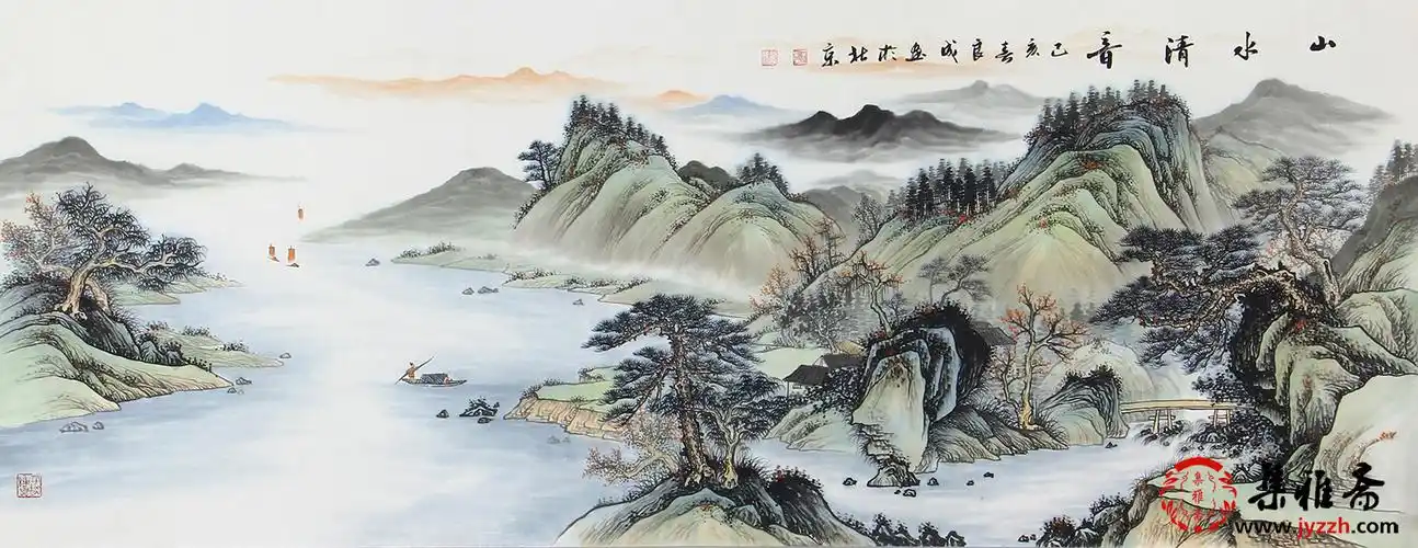 宁良成六尺横幅国画仿古山水画山水清音